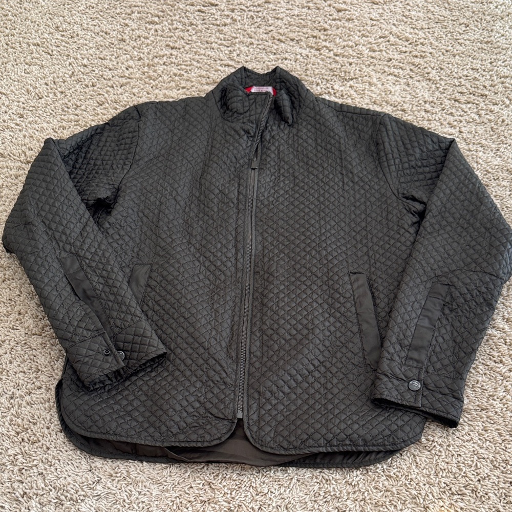Zara Man Mens Ultra Light Quilted Zip Shirt Jacket, Olive Green, sz M